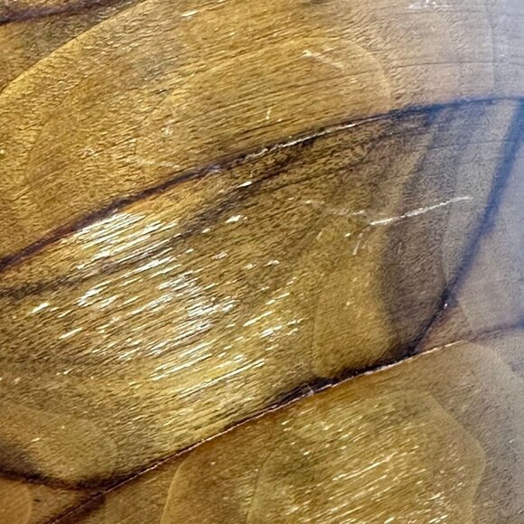 Vintage Burl Walnut 6 4 Salad Bowl With Hanging Utensils MCM Billings Missouri - Picture 7 of 12